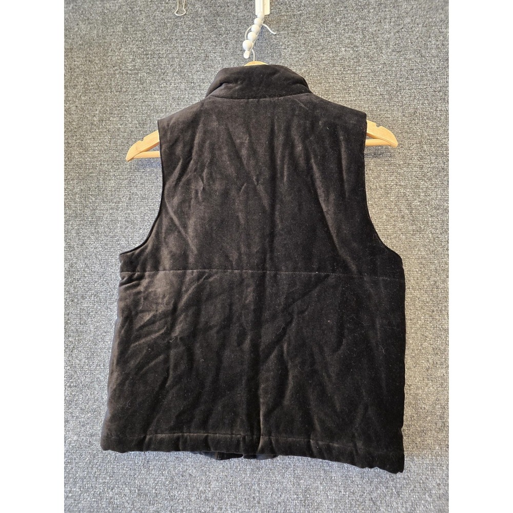 Vintage Ralph Lauren Vest Womens Small Black Velvet Quilted Zip Puffer Hong Kong - Picture 11 of 12